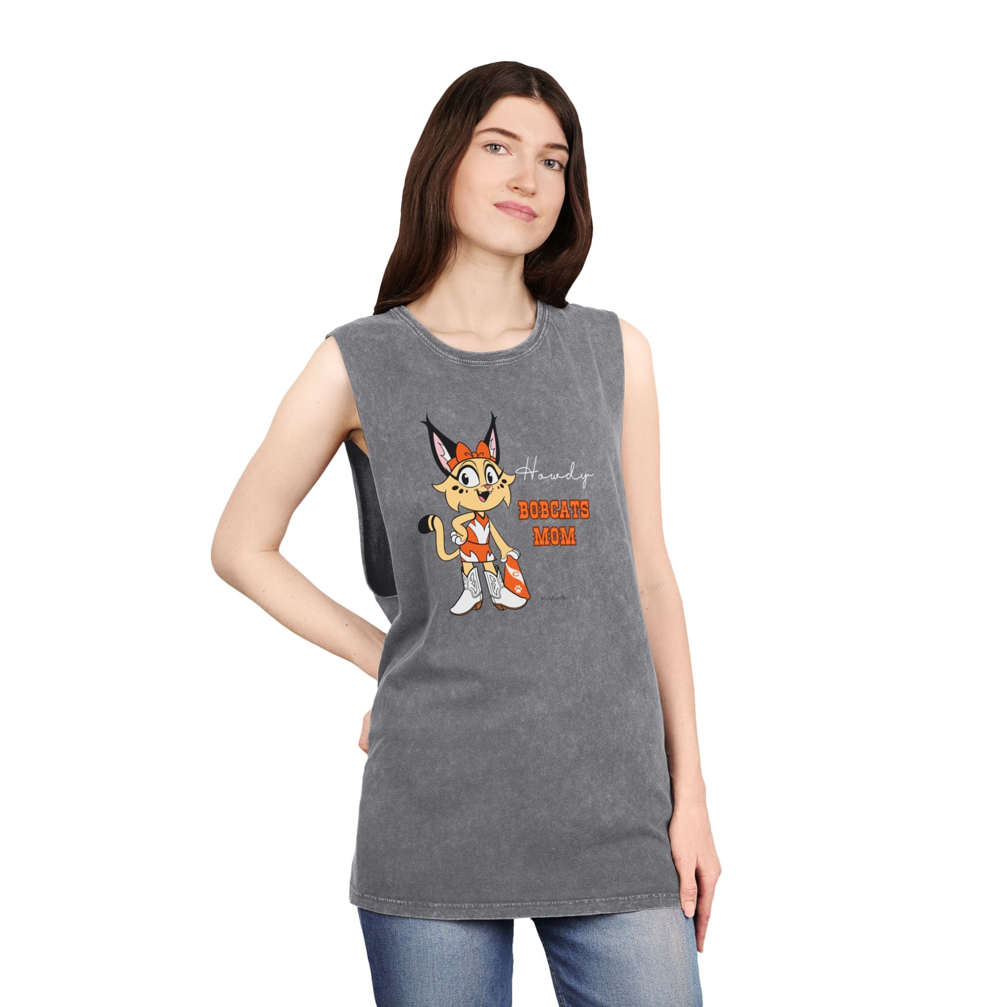 Howdy Bobcat Mom - Stonewash Tank Top