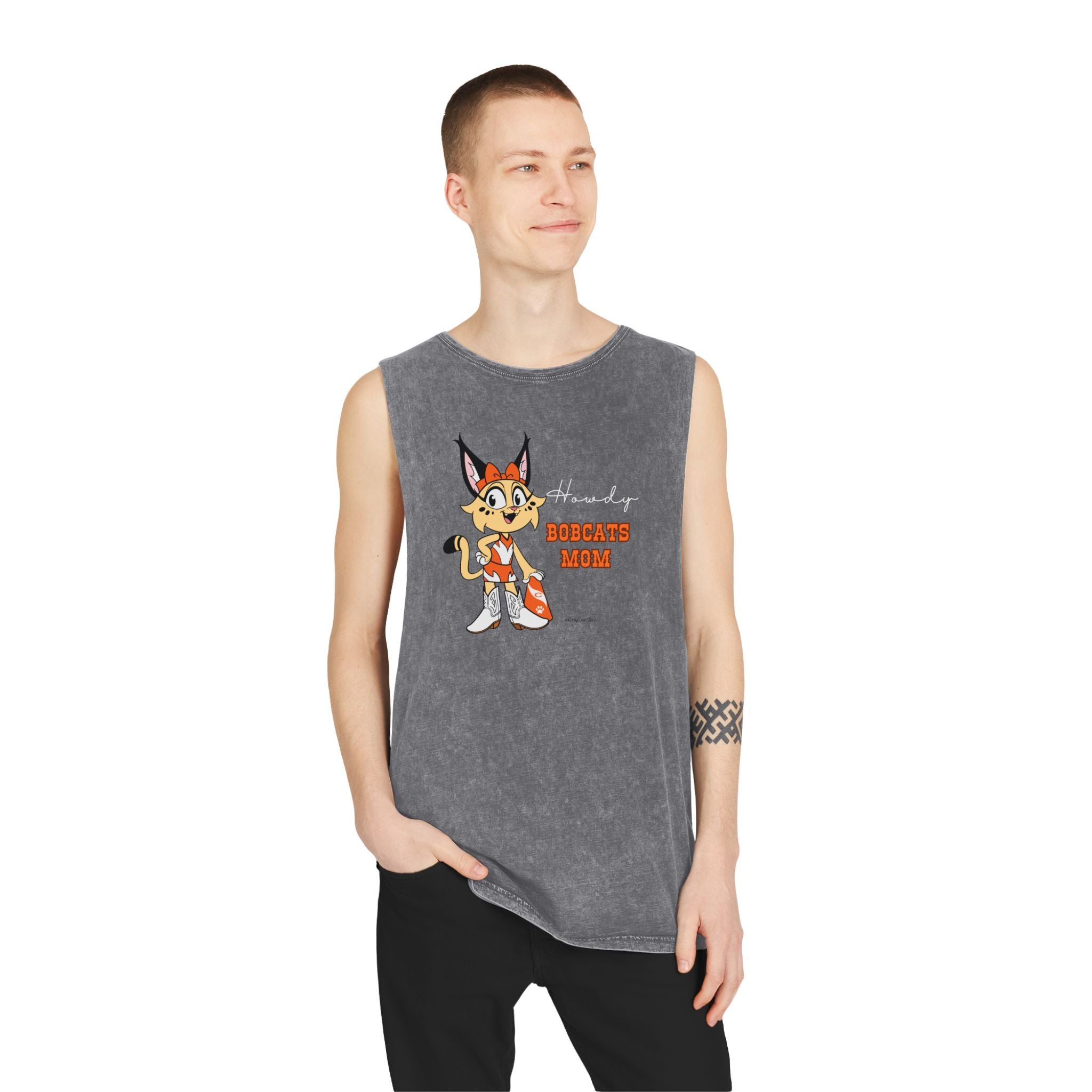 Howdy Bobcat Mom - Stonewash Tank Top